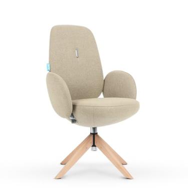 Imagem de Cadeira Escritório DT3 Giorgio, com mecanismo de alta precisão e durabilidade e Ajuste ergonômico.(Pés de Madeira (Faia Européia). (Cream)