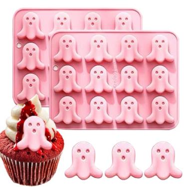 Imagem de Copzievkae 2 peças de moldes de silicone fantasma, molde de chocolate Hallowen de 15 cavidades, molde fantasma, moldes de silicone de chocolate para doces, geleia, cera, sabão, resina, bolo