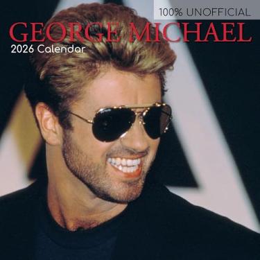 Imagem de Calendário de parede quadrado 2026 – George Michael, visualização mensal de 30 x 30 cm, 16 meses, tema de ícones, inclui 180 adesivos de lembrete
