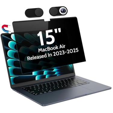 Imagem de Peslv Tela magnética de privacidade para MacBook Air de 15 polegadas (2023-2025, M2 M3 M4) - A2941 A3114 A3241, filtro antirreflexo de luz azul fosco removível de 15 polegadas para laptop Mac Air de