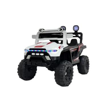 Imagem de Bang Toys - Jipe Elétrico Infantil Sparkle Safari 12V - com Luzes de LED, Sons, Entrada USB/MP3, Bluetooth e Controle Remoto - Suporta até 30kg - Cor Branco