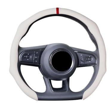 Imagem de ontto Capas de volante de couro com marcador central, capa antiderrapante para volante, manga fresca no verão, quente no inverno, protetor de luva de volante para proprietários de carros, homens e