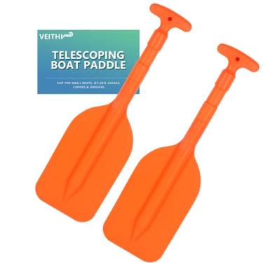 Imagem de VEITHI Remo retrátil telescópico para barco, pás de canoa de plástico de alumínio antiderrapante, pacote com 2, boias de tubulação pequena, fileira de remos, fileira e acessórios de barco de segurança