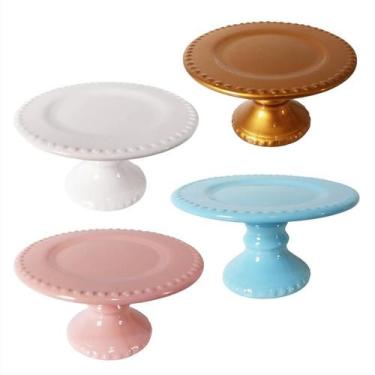 Imagem de Boleira Cerâmica Festa Aniversário Suporte Doce Cupcake 19cm - Decor P