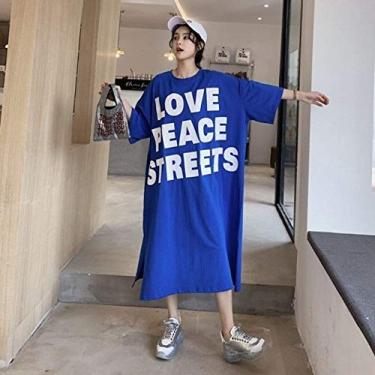 Imagem de Camisolas Mulheres Mid-calf Listrado Impresso Plus Size 5xl Solto Casual Adorável Meninas Sleep-shirts Confortável Moda Diária, 21, hXXL