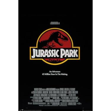Imagem de BUY ART FOR LESS Filme Jurassic Park oficialmente licenciado - Uma folha - Pôster artístico - 61 x 91 cm - Impressão decorativa - Papel pôster - Pronto para emoldurar