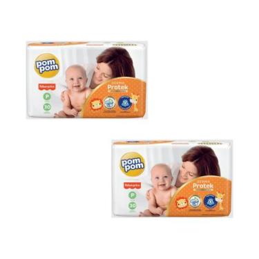 Imagem de Fralda Pompom Derma Protek  Jumbo Tam P - ATACADO BARATO - kit com 60 