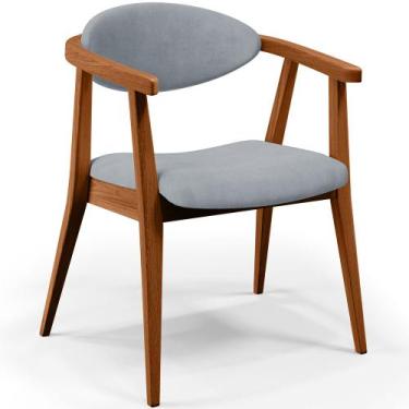 Imagem de Poltrona Decorativa Para Sala de Estar Jantar Cecília L02 Suede Cinza 