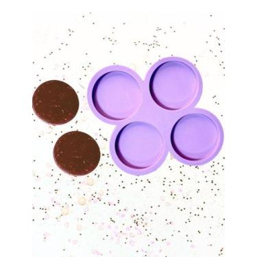 Imagem de R475 molde de silicone círculos 4cm 4cavidades resina - confeitaria do