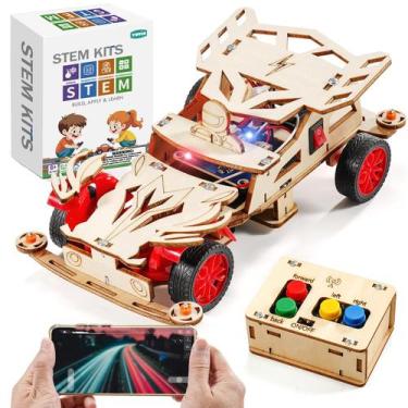 Imagem de Kits STEM Yutin Remote Control Model Car Building Wood 8-13