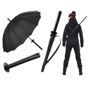Imagem de Guarda-chuva WPOYM Samurai Creative Semiautomático Preto