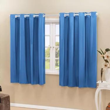 Imagem de Cortina Para Janela 2,20 x 1,30m Corta Luz C/Varão de 1,50m Incluso (Azul)