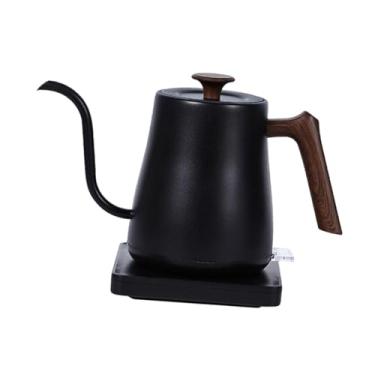 Imagem de IEUDNS Chaleira elétrica de pescoço de ganso, aço inoxidável, portátil, prática e resistente, 0,8 L, aquecimento rápido para ferver água quente, despejar, Grão de Madeira Preta