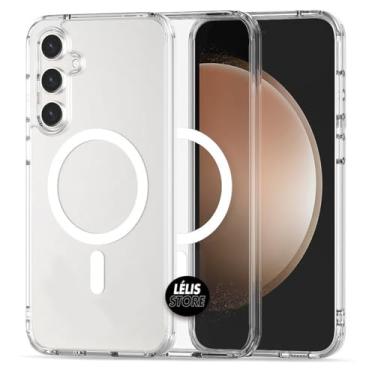 Imagem de Capa Capinha Mag-Safe Transparente para Samsung Galaxy S23/S24/S25/FE/Ultra – Magnética, Aceita Carregamento Sem Fio, Proteção Anti-Impacto Não Amarela Clear Case Premium (S23 FE)