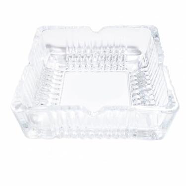 Imagem de Cinzeiro de Mesa Quadrado Cristal Vidro Frisado 10x10cm Resistente 4 cavidades
