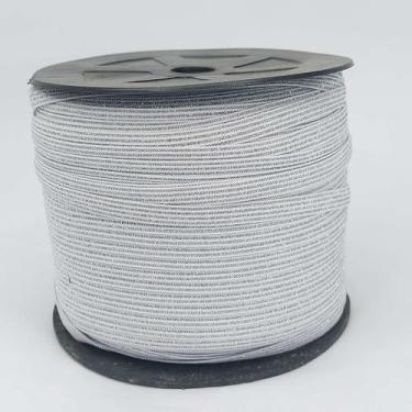 Imagem de 150 metros Elástico Lurex chato 7mm Branco 3553 150 encadernação - Mor
