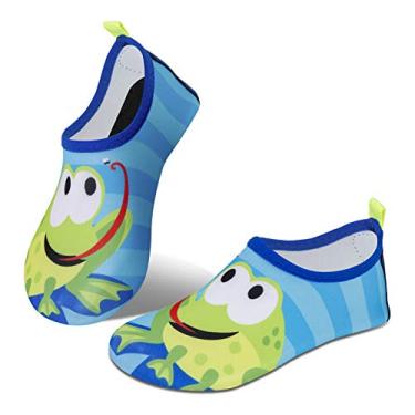 Imagem de Meias aquáticas IceUnicorn para crianças pequenas meias de natação para meninos e meninas, meias aquáticas antiderrapantes (branco tamanho infantil 2), Frog, 5-5.5 Toddler