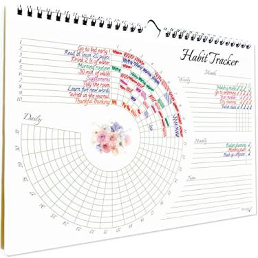 Imagem de Habit Tracker Calendar (Undated 12 Month) with Spiral Bound and Hanger, A4 size (8.3"x11.7") Aesthetic Design Habit Tracker Journal, Workout Calendar, Mood Calendar, Goal Journal, Goal Board, Productivity Tool, Goal Planner, for Woman & Man by Hadigu