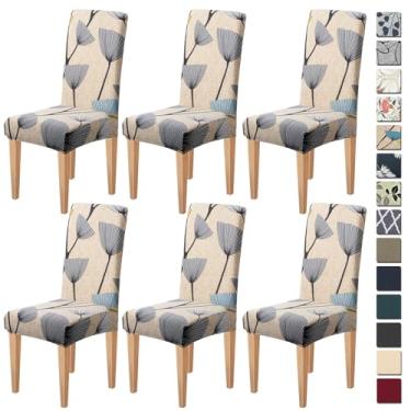 Imagem de Dioxide Capas de cadeira de alta elasticidade para cadeiras de jantar, conjunto de 6 capas de cadeira de jantar laváveis, capas de assento macias para cadeiras de cozinha, protetores de cadeira