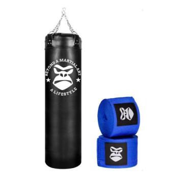 Imagem de Saco De Pancada Profissional Treino Boxe 120 Cm Bandagem Elástica 3 Me