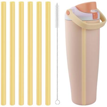 Imagem de Canudos de substituição compatíveis com Owala FreeSip, garrafa de água Free sip Sway 1,134 g, peças de reposição para copo Owala FreeSip de 1,134 g inclui 6 canudo sem BPA e 1 escova de limpeza