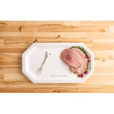 Imagem de Mud Pie Conjunto de travessa e garfo de presunto de Natal