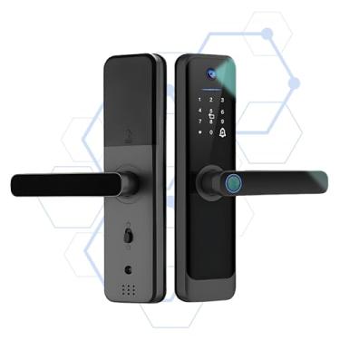 Imagem de ProlockBR Fechadura Eletrônica Digital Inteligente M2 de Embutir | Wi-Fi 2.4G com Câmera | 5 Modos de Abertura: Biometria, Senha, Cartão, App Tuya e Chave | Portas Madeira e Metal