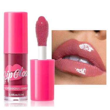 Imagem de Mefyhtune Lip Plumping Gloss Lip Gloss Hidratante Colorido Brilho Labial Longa Duração Impermeável Hidratante Óleo Labial Plumping para Mulheres (08# Wild Rose)