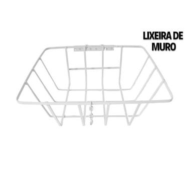 Imagem de Lixeira parede muro Dobrável, reforçada com kit de instalação e pintur