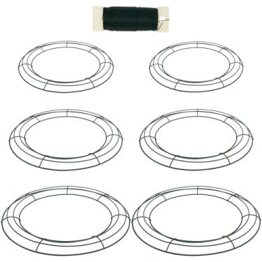 Imagem de Moldura de guirlanda de metal verde redonda, forma de guirlanda de arame de metal redonda, formas de guirlanda de metal para artesanato faça você mesmo, moldura de guirlanda redonda reutilizável