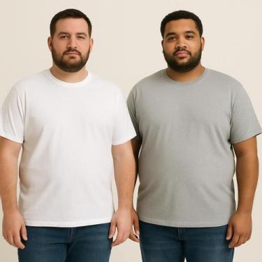 Imagem de Kit 2 Camiseta Camisa PLUS Size Masculina básica 100% Algodão lisa qua