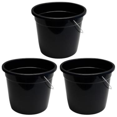 Imagem de 3 Baldes Plástico Grande 15 Litros com Alça Reforçada – Super Resistente, Durável, Multiuso para Limpeza, Lavanderia, Cozinha e Uso Doméstico ou Profissional