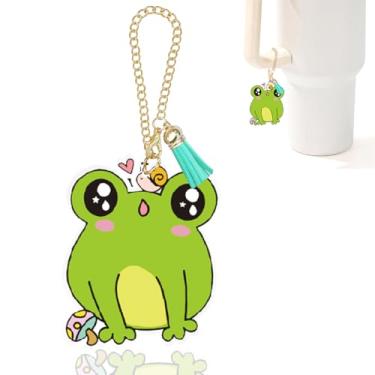 Imagem de Ldntly Acessórios para copos Frog Stanley, berloques Stanley para alça de garrafa de água, chaveiro, sapo, presentes para mulheres, mãe, irmã, amiga, aniversário, mochila para decoração