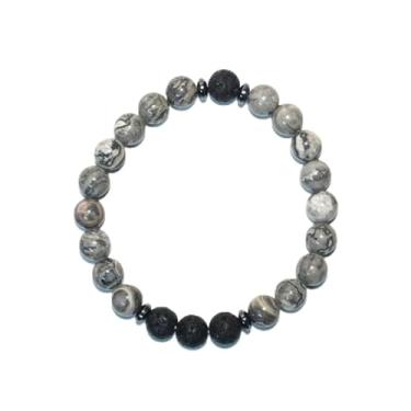 Imagem de AMXXZIC Pulseira ajustável com contas de pedra natural para homens e mulheres - multicolorida, contas de 8 mm, diâmetro interno de 15 a 16,7 cm, One Size, Pedra, Sem Pedra Preciosa