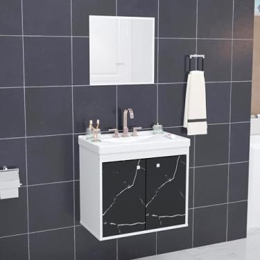 Imagem de Kit Gabinete Banheiro Armario Cuba Pia Com Espelheira - Bergamo (Preto)