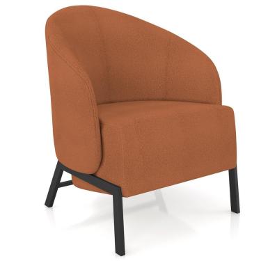 Imagem de Poltrona Decorativa Para Sala Living Pés Industrial Sierra K01 Bouclê Terracota - Lyam Decor