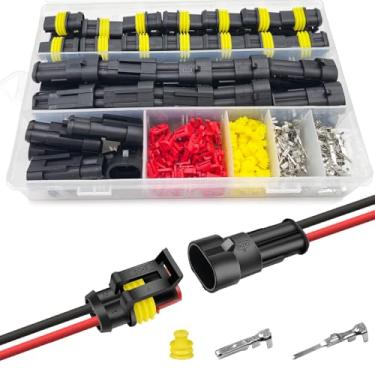 Imagem de Twippo Kit com 25 conectores de 2 pinos conectores elétricos automotivos, 2 conectores de fio à prova d'água, kit de plugue de terminais de desconexão rápida e conexão 22-16 AWG