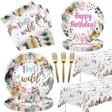 Imagem de Suprimentos de festa APOWBLS Two Wild Birthday Girl, 2º aniversário