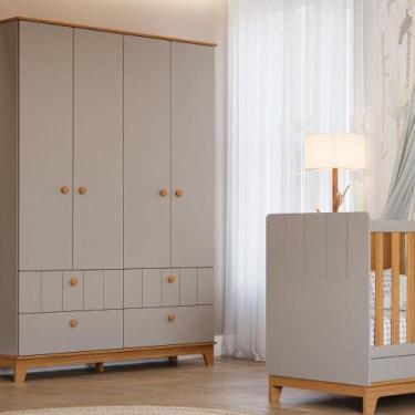 Imagem de Guarda Roupa de Bebê 4 Portas 4 Gavetas Chantilly Expresso Móveis Fend