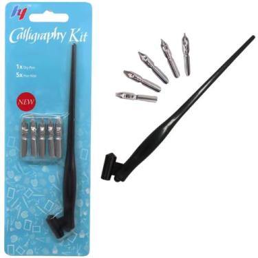Imagem de Kit caligrafia 5 pontas pena caneta tinteiro 0,3-1-1,5-2-3mm - LUYKE