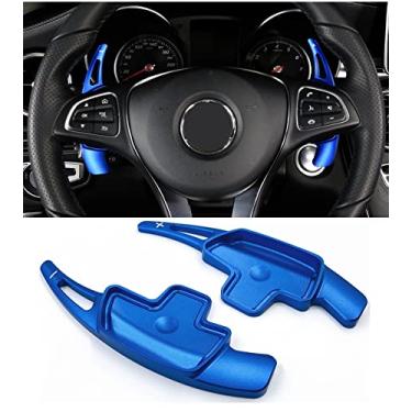 Imagem de NeekTail Câmbio de pá para Mercedes Benz (2016-2021), câmbio de pá de volante em metal alumínio, FIT Mercedes BenzA B C CLA CLS E G GL GLA GLC GLE GLS Metris S SL Classe SLC (azul)