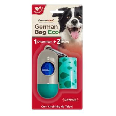 Imagem de Germanhart, Kit Dispenser Cata Caca Refil Saquinhos Higiênicos para Cães, Destaca Fácil, 2 Rolos, Plástico Biodegradável Impermeável e Resistente, À Prova de Vazamentos, Aroma de Talco