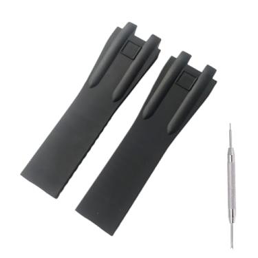 Imagem de CYKLDS Pulseira de relógio de borracha de silicone de substituição para Ulysse Nardin El Toro Executive Dual Time Watch - Pulseira Ulysse Nardin 26 x 9 mm, Preto