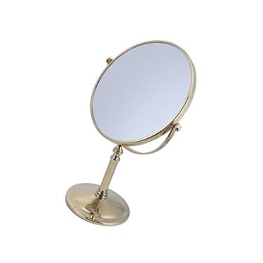 Imagem de TLTDSMY 1 espelho de maquiagem com ampliação de LED, espelho de rotação de 360 graus, espelho cosmético de dupla face, espelho dourado, mesa de maquiagem, espelho de maquiagem de LED, espelho de mesa