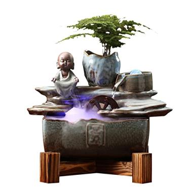 Imagem de XFNVXC Fontes de água, interior, cerâmica, interior, mesa, mesa, cascata, fonte para escritório, quarto e sala de estar, fonte de mesa de 30,5 cm de altura