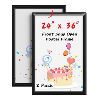 Imagem de Porta-retratos T-SIGN 24x36cm de alumínio com filme de PVC preto, paco