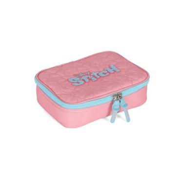 Imagem de Estojo box escolar infantil stitch disney 100 pens luxcel, ROSA