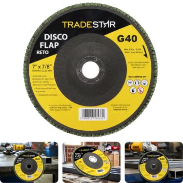 Imagem de Disco Flap 180 mm G40 Fibra Reto Aço Tradestar