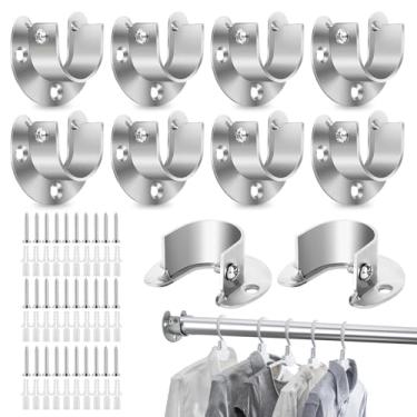 Imagem de Extremidade de haste de armário de aço inoxidável suporta soquetes de mastro de armário, suportes de haste de armário, suporte de soquete aberto em forma de U, suporte flangeado base de tubo de