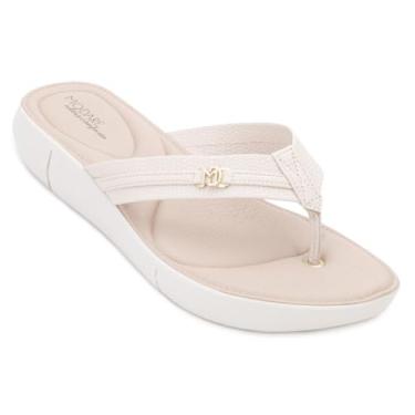 Imagem de Modare Ultra Conforto, Sandália Modare Feminina Casual com Enfeite Dourado Cor:Creme;Tamanho:35